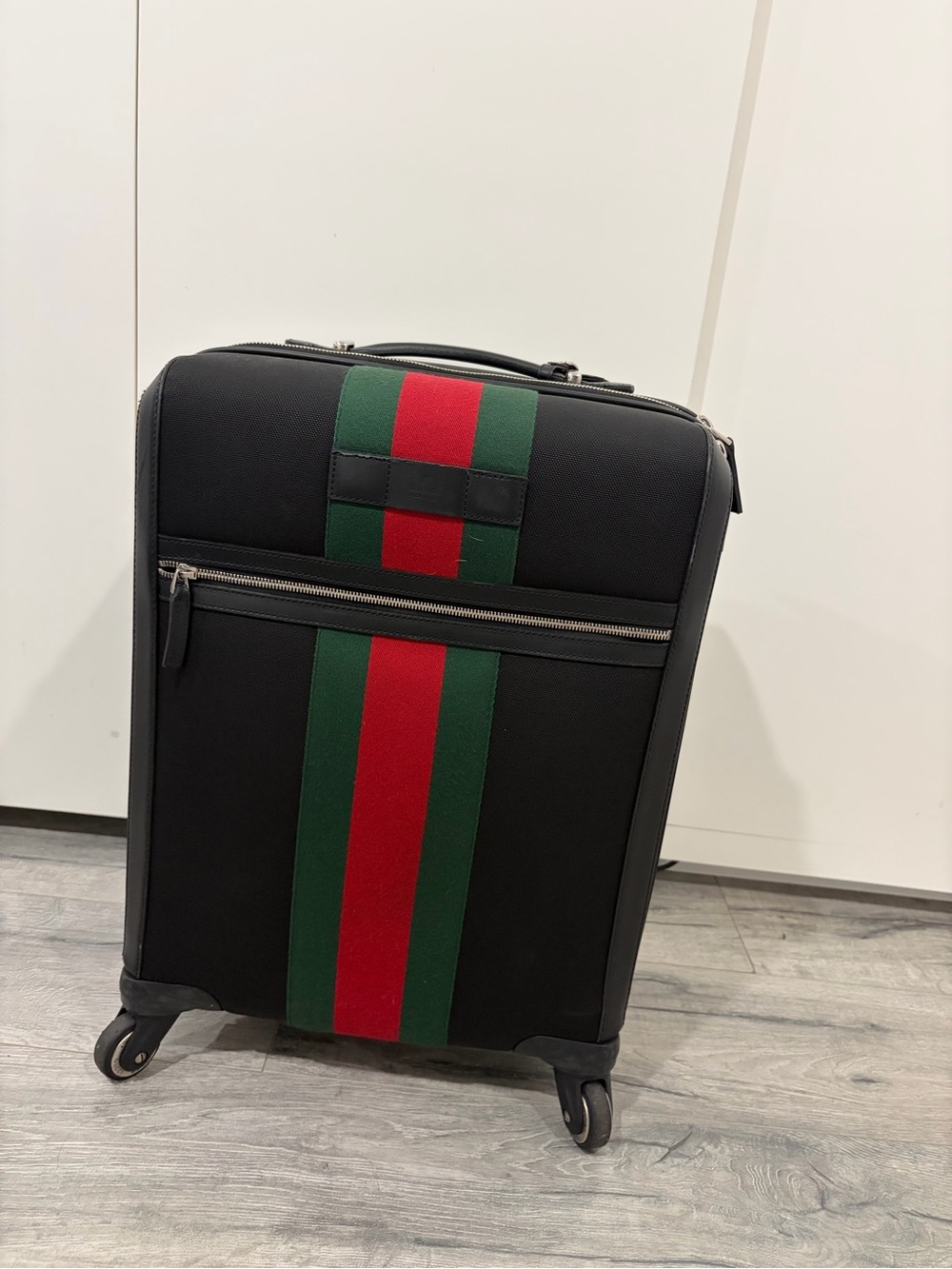 Gucci Black Carry-On Spinner with Green and Red Stripe